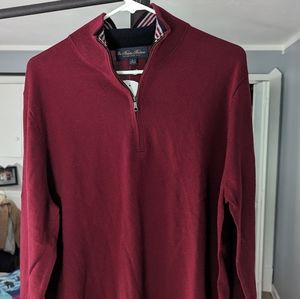 NWT Brooks Brothers Italian Merino Wool Quarter Zip Sweater Size Large Red